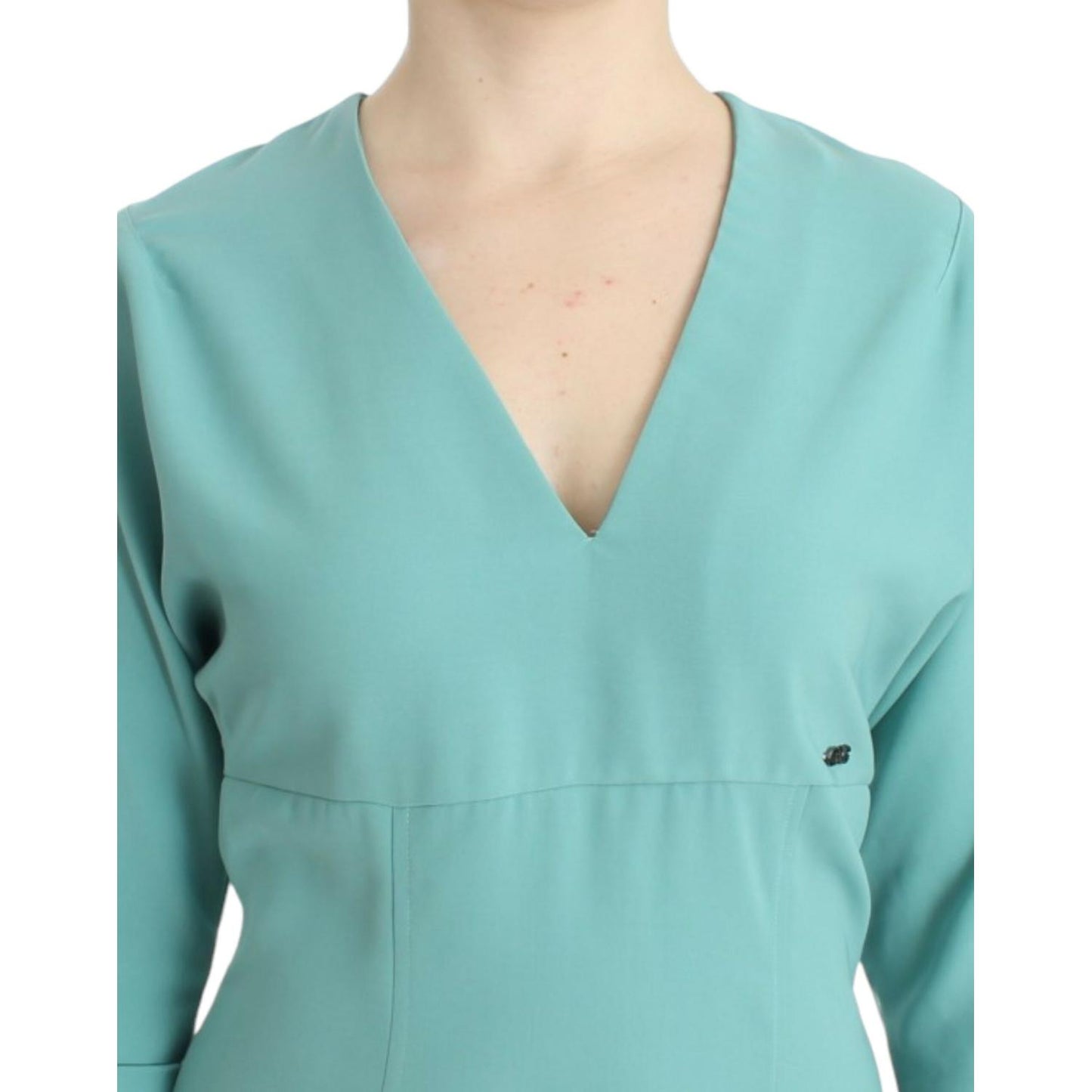 Costume National Elegant Green V-Neck Midi Dress Costume National Medium Aquamarine