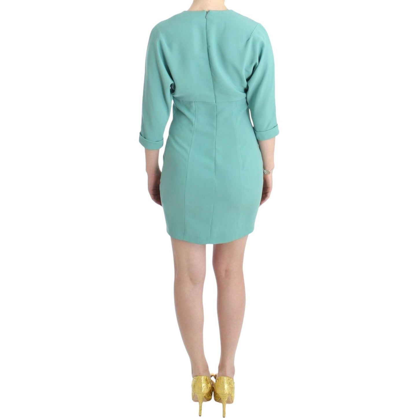 Costume National Elegant Green V-Neck Midi Dress Costume National Dark Sea Green