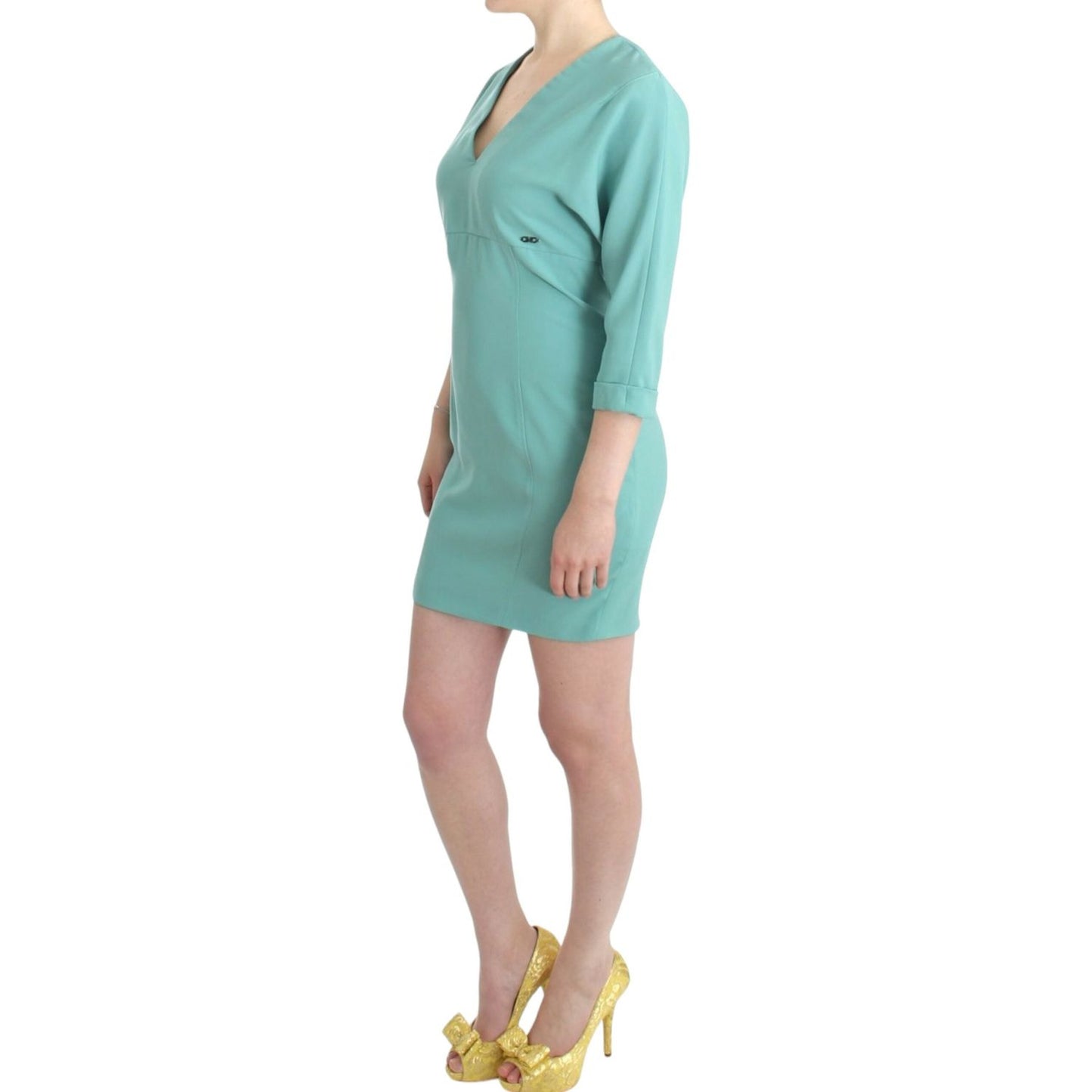 Costume National Elegant Green V-Neck Midi Dress Costume National Dark Gray