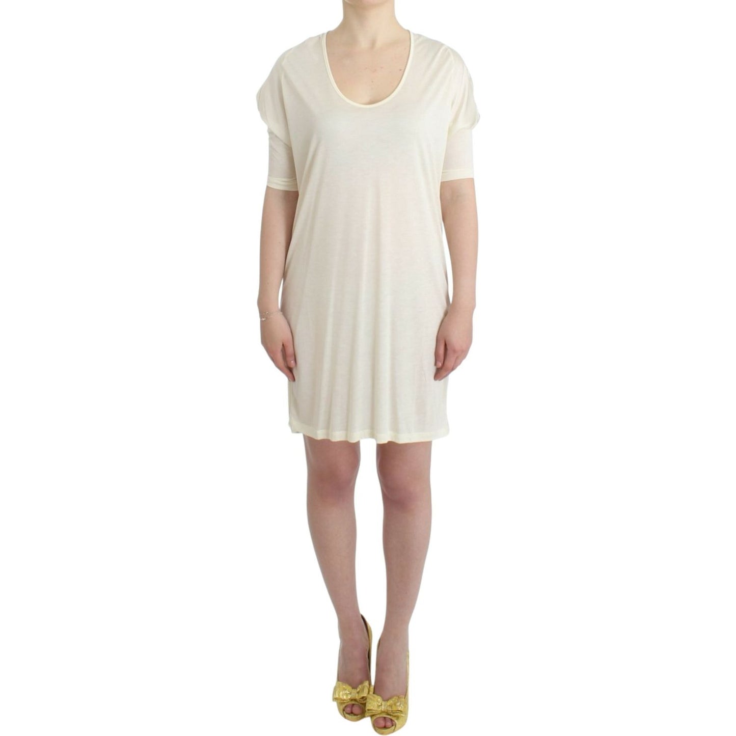 Costume National Chic White Modal Above-Knee Dress Costume National Light Gray