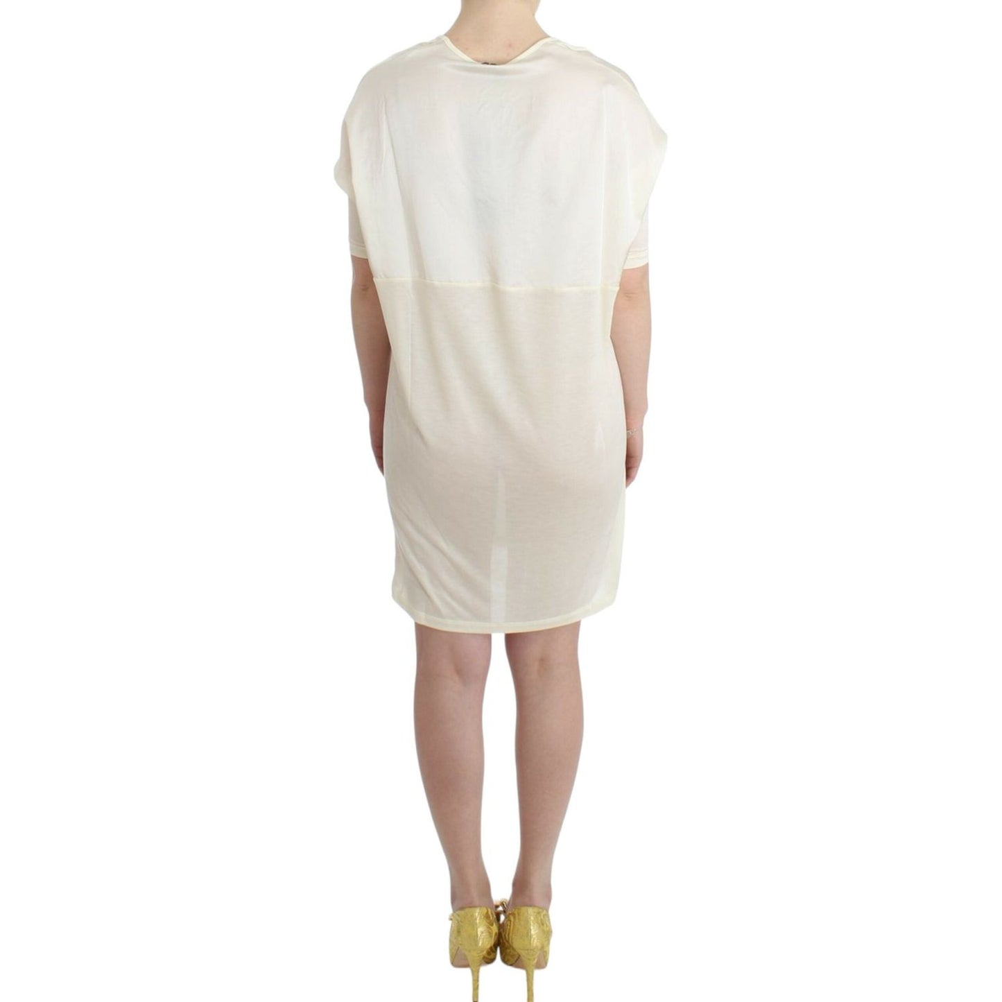 Costume National Chic White Modal Above-Knee Dress Costume National Light Gray