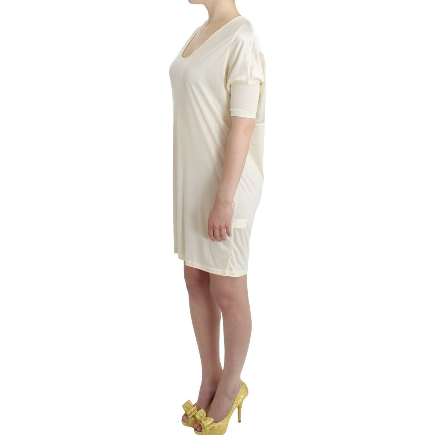 Costume National Chic White Modal Above-Knee Dress Costume National Gray