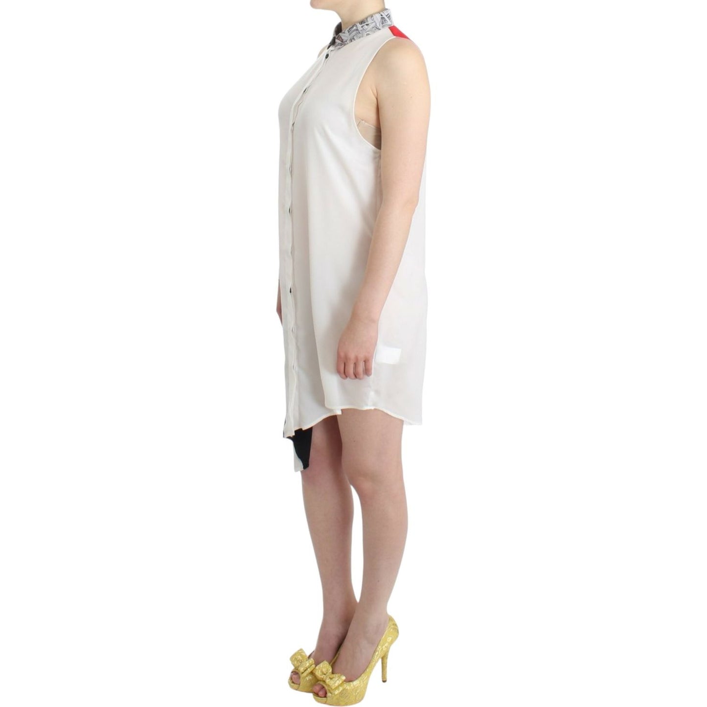 Costume National Asymmetric Hem Button-Up Shirt Dress Costume National Light Gray