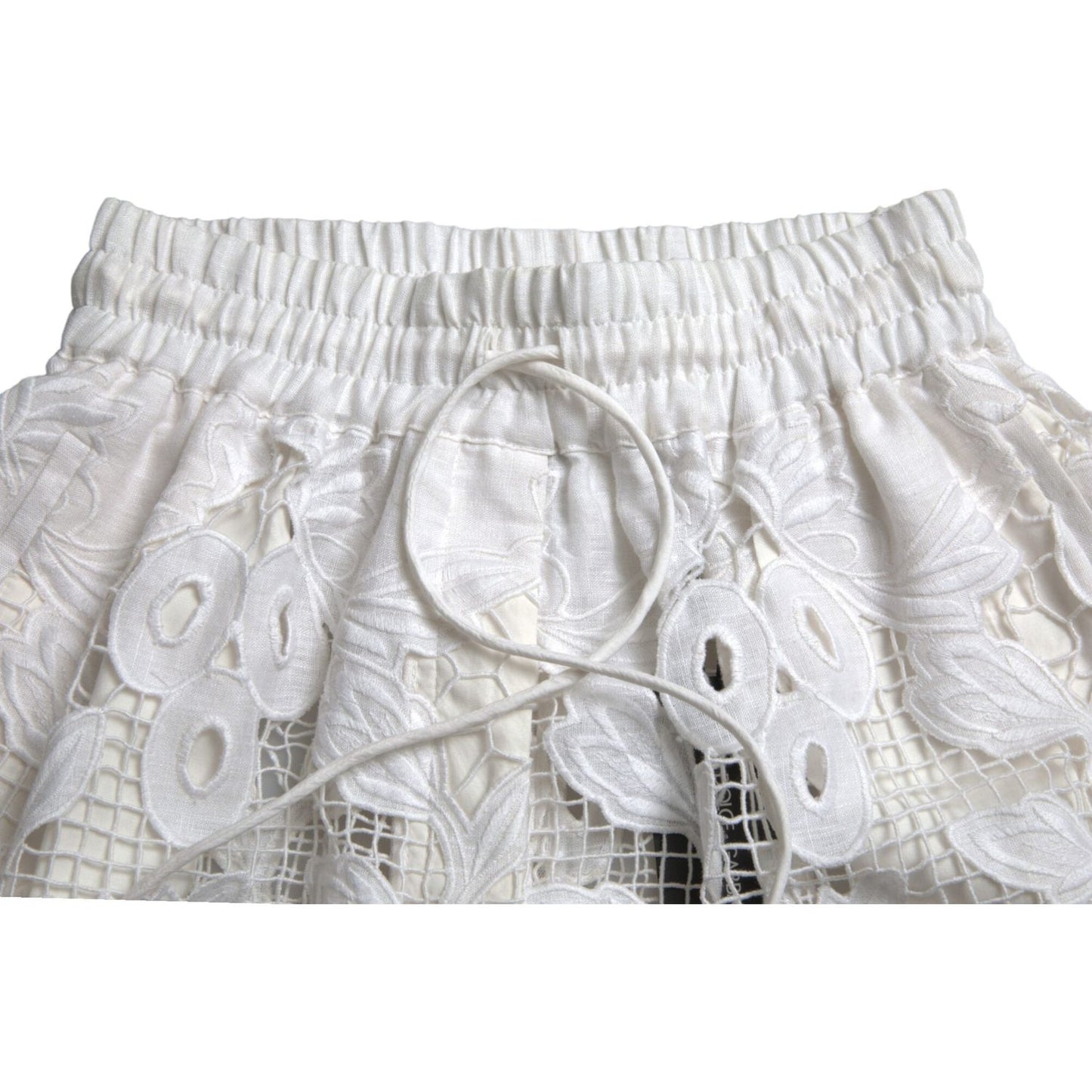 Dolce & Gabbana Chic High-Waisted Lace Shorts in Pure White Dolce & Gabbana Light Gray