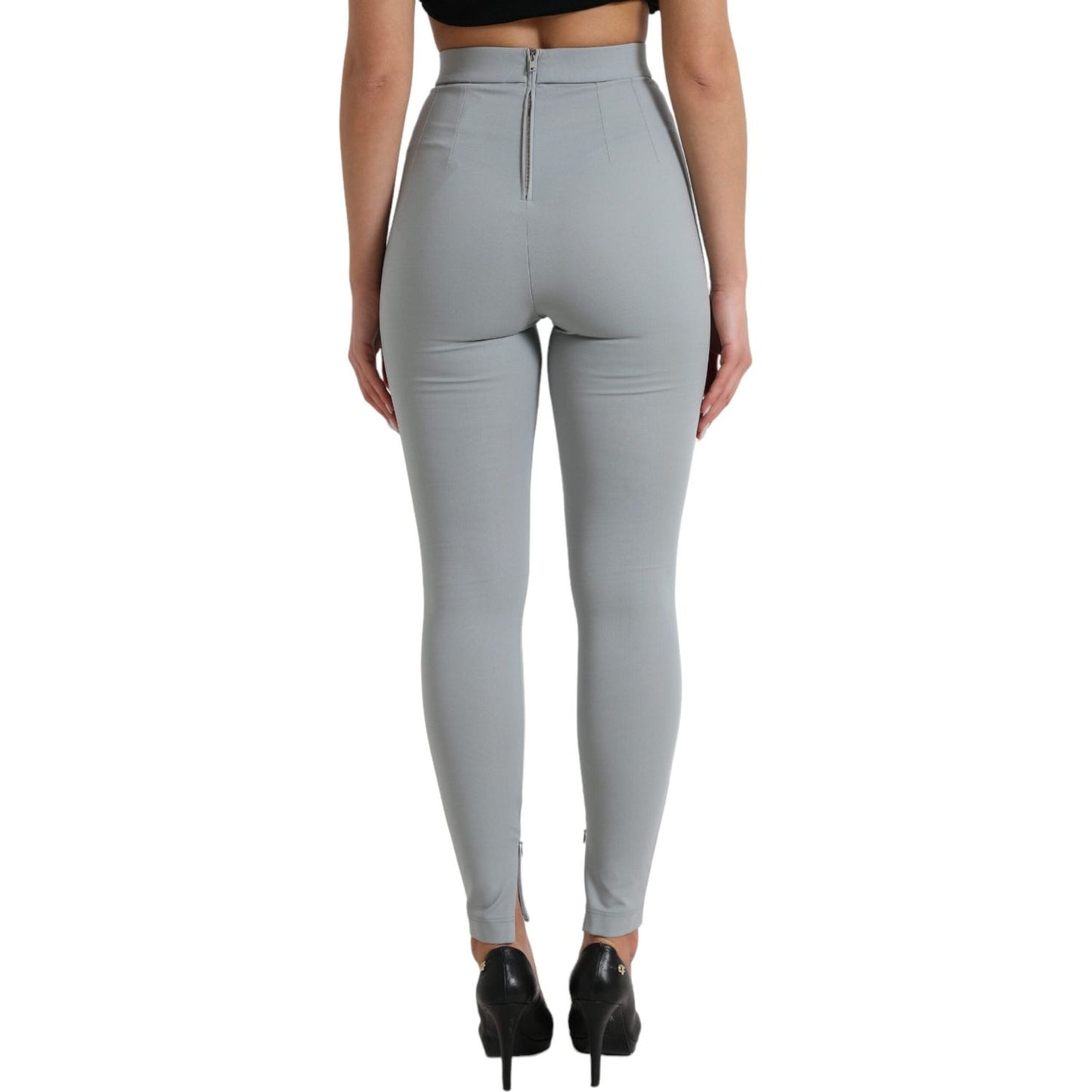 Dolce & Gabbana Elegant High Waist Leggings in Gray Dolce & Gabbana Light Slate Gray