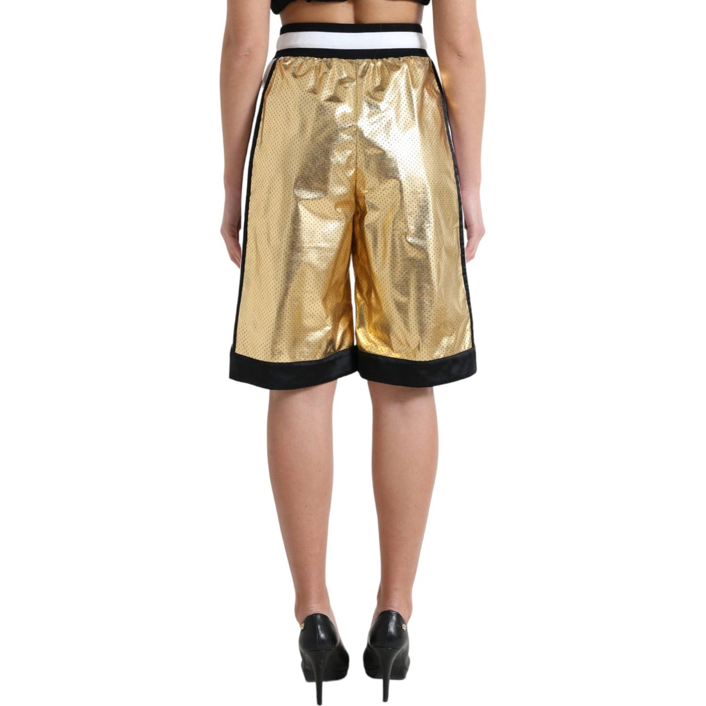 Dolce & Gabbana Elevated Elegance: High Waist Golden Shorts Dolce & Gabbana Rosy Brown