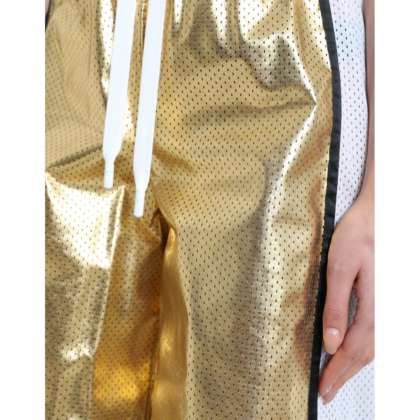 Dolce & Gabbana Elevated Elegance: High Waist Golden Shorts Dolce & Gabbana Dark Khaki