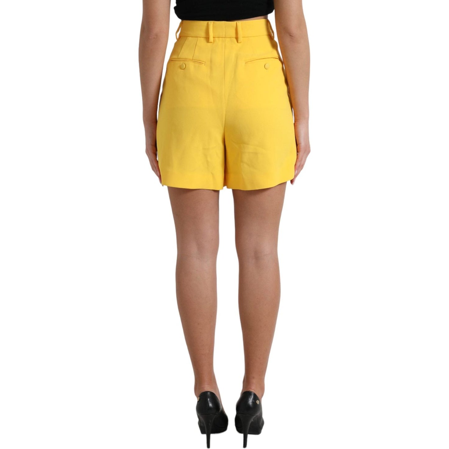 Dolce & Gabbana Elegant High Waist Bermuda Shorts in Sunny Yellow Dolce & Gabbana Dark Khaki