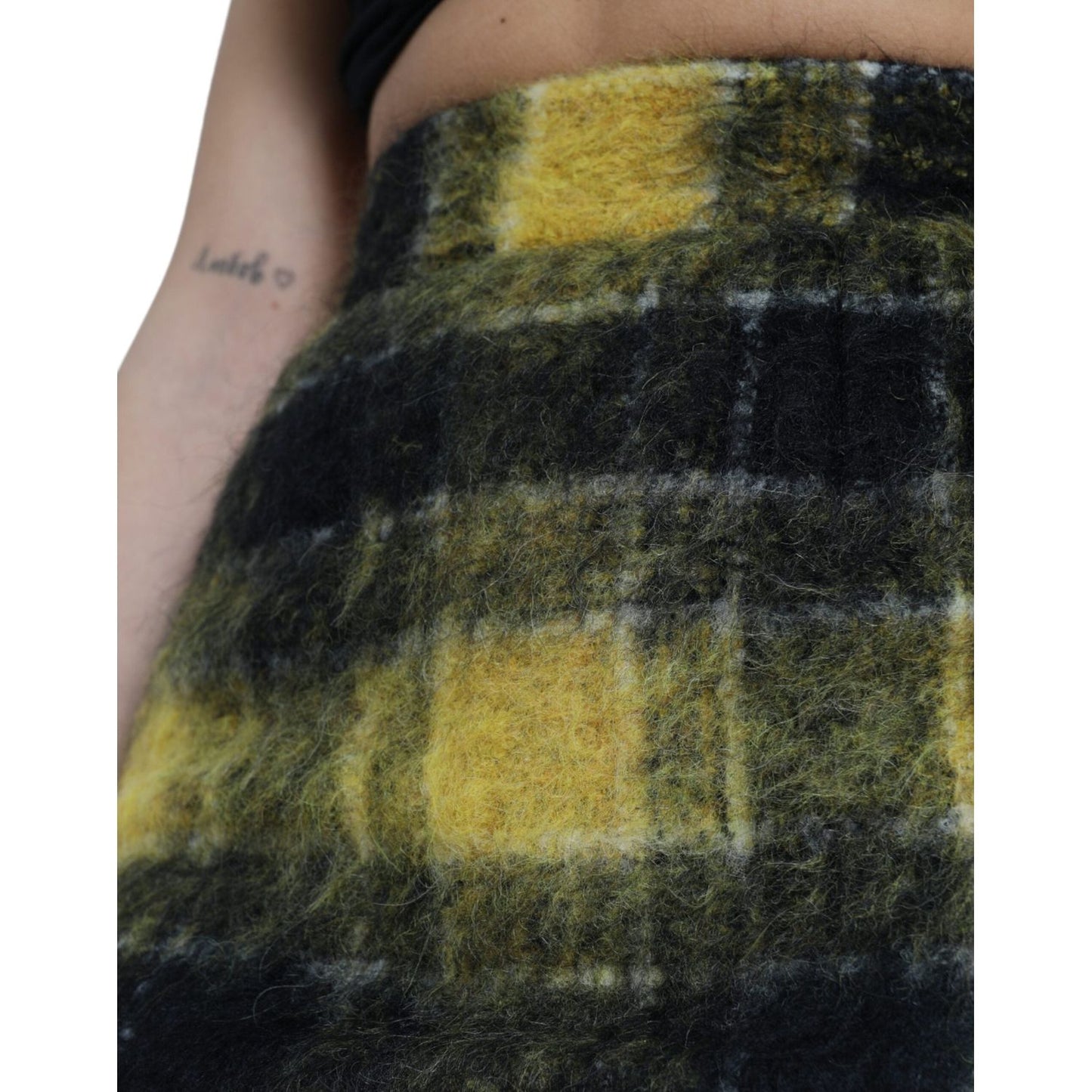 Dolce & Gabbana High Waist Check Print Silk-Lined Mini Skirt Dolce & Gabbana Dark Slate Gray