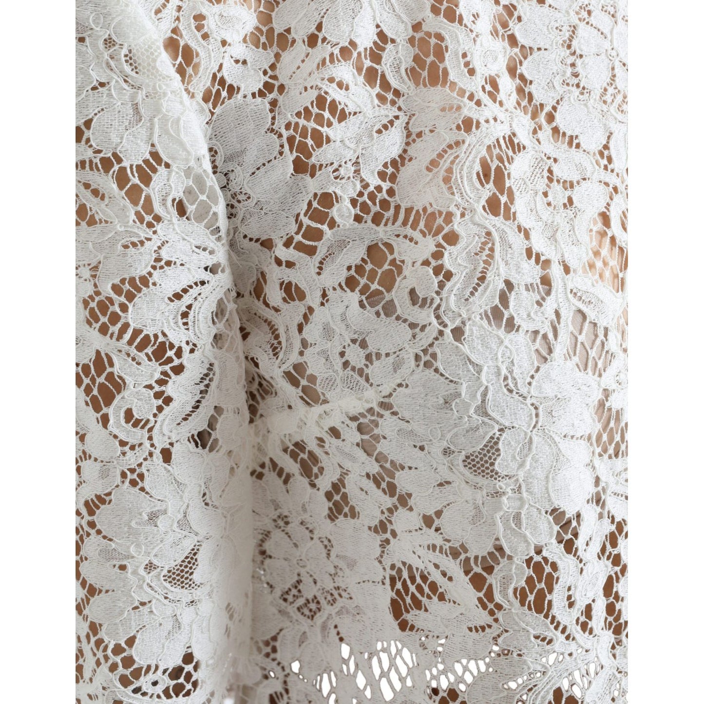 Dolce & Gabbana Elegant White Lace Blouse Dolce & Gabbana Gray