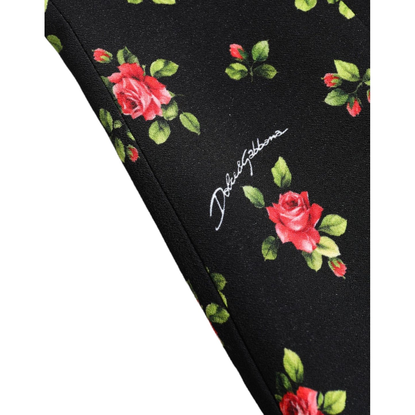Dolce & Gabbana Black Rose Print Turtle Neck Blouse Top TSH84235-40