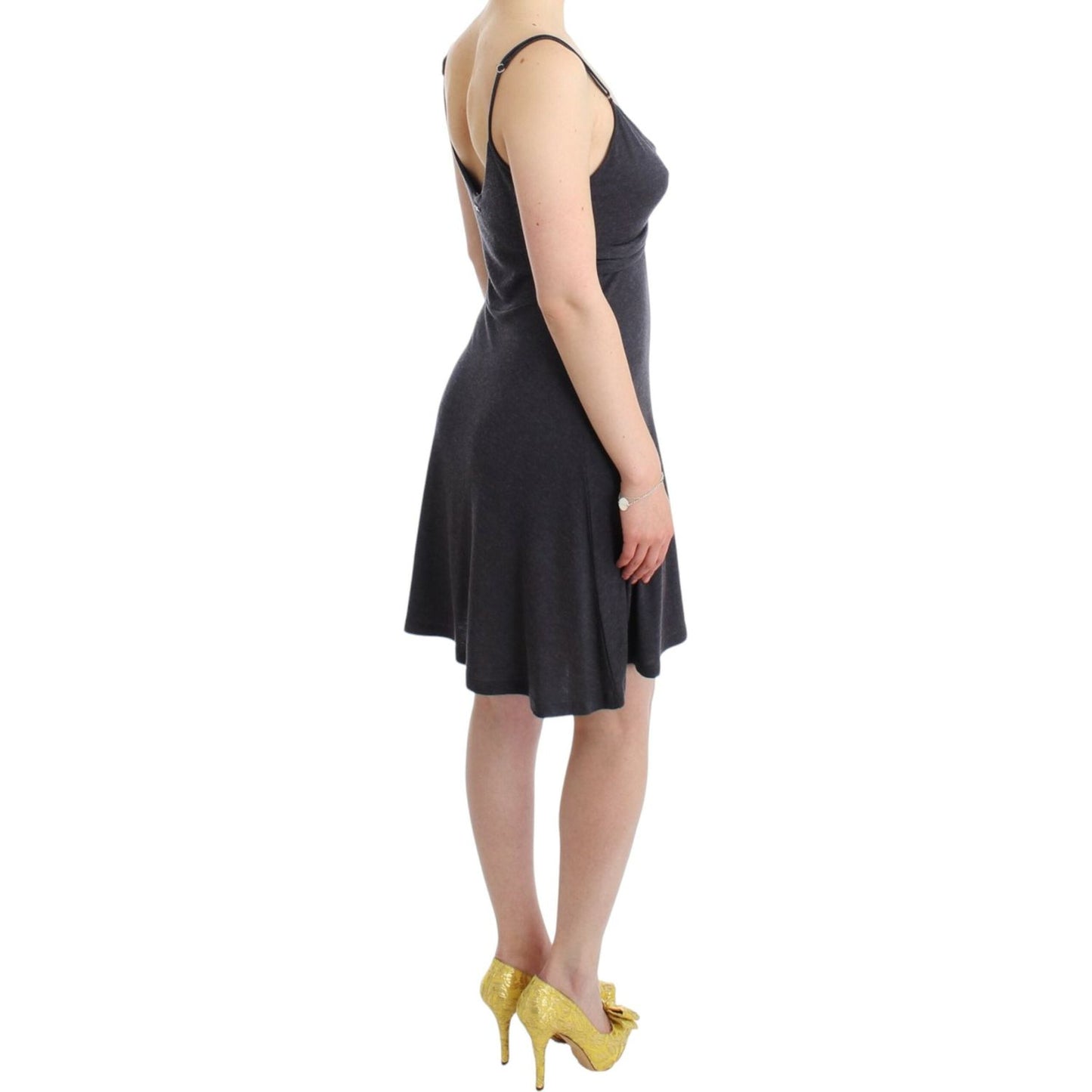 Costume National Chic Gray Knee-Length Spaghetti Strap Dress Costume National Rosy Brown
