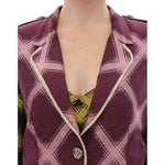 House of Holland Chic Purple Checkered Jacket Blazer House of Holland Dim Gray