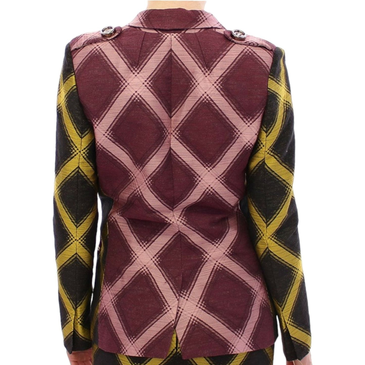 House of Holland Chic Purple Checkered Jacket Blazer House of Holland Dark Slate Gray