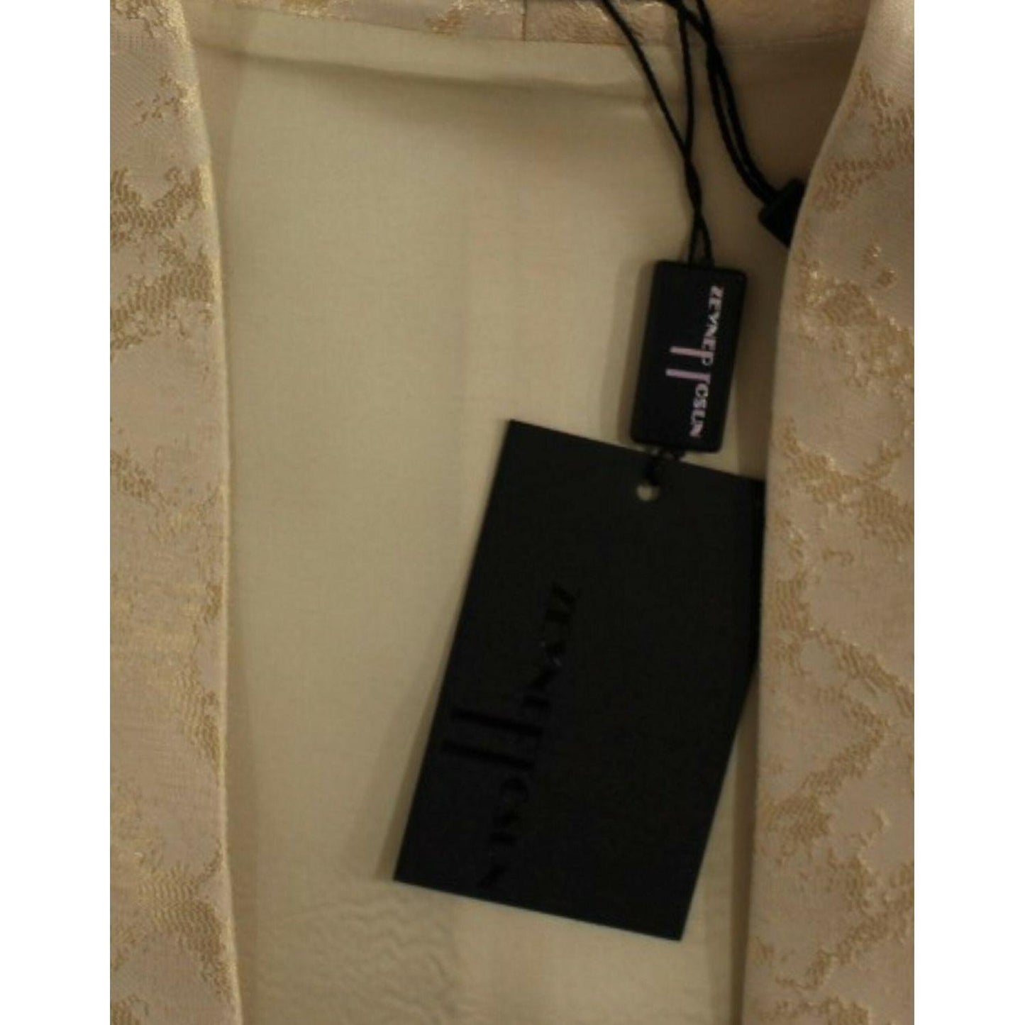 Zeyneptosun Exclusive Beige Brocade Sleeveless Vest Coats & Jackets Zeyneptosun Dim Gray