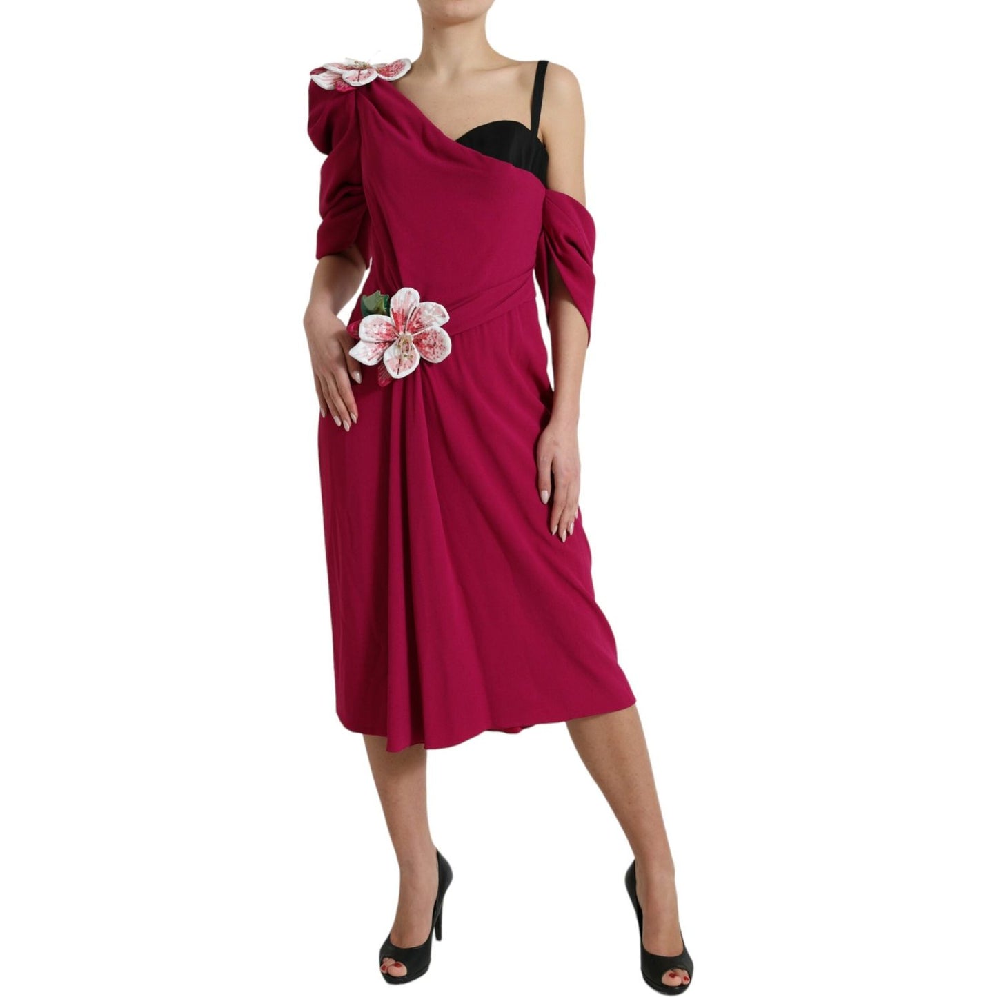 Dolce & Gabbana Elegant Purple Silk Midi Sheath Dress Dolce & Gabbana Brown
