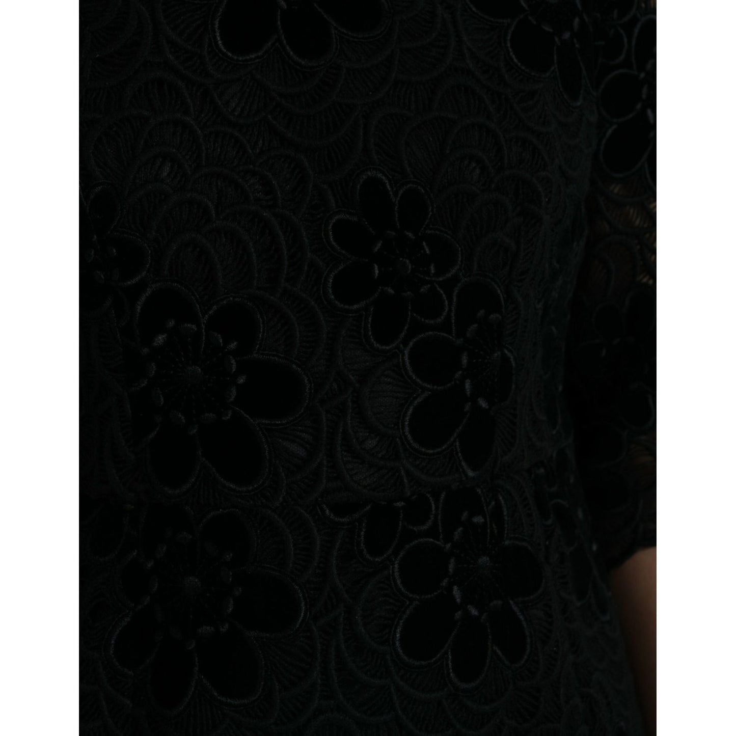 Dolce & Gabbana Black Floral Lace Cotton Bodycon Dress DR281038-40