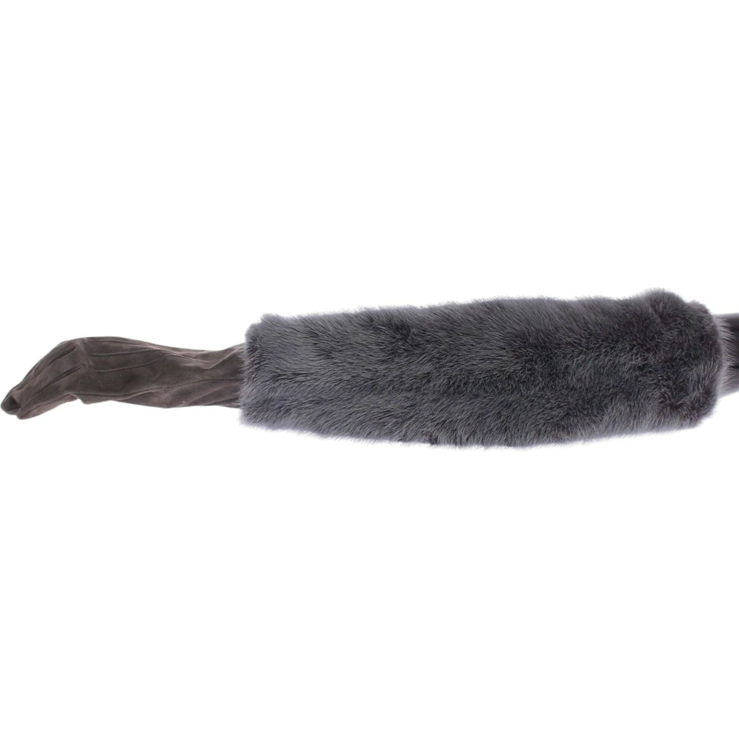 Dolce & Gabbana Elegant Gray Mink Fur Leather Elbow Gloves Dolce & Gabbana Dark Slate Gray