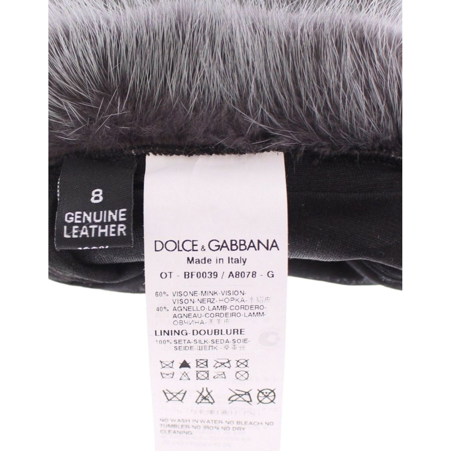 Dolce & Gabbana Elegant Gray Mink Fur Leather Elbow Gloves Dolce & Gabbana Lavender
