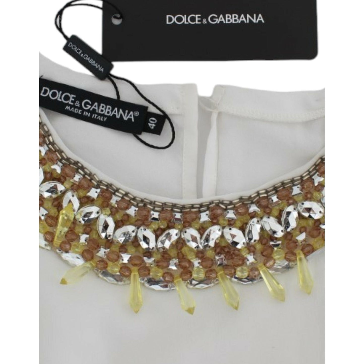 Dolce & Gabbana Elegant Sleeveless Silk Blouse with Crystal Embellishment Dolce & Gabbana Gray