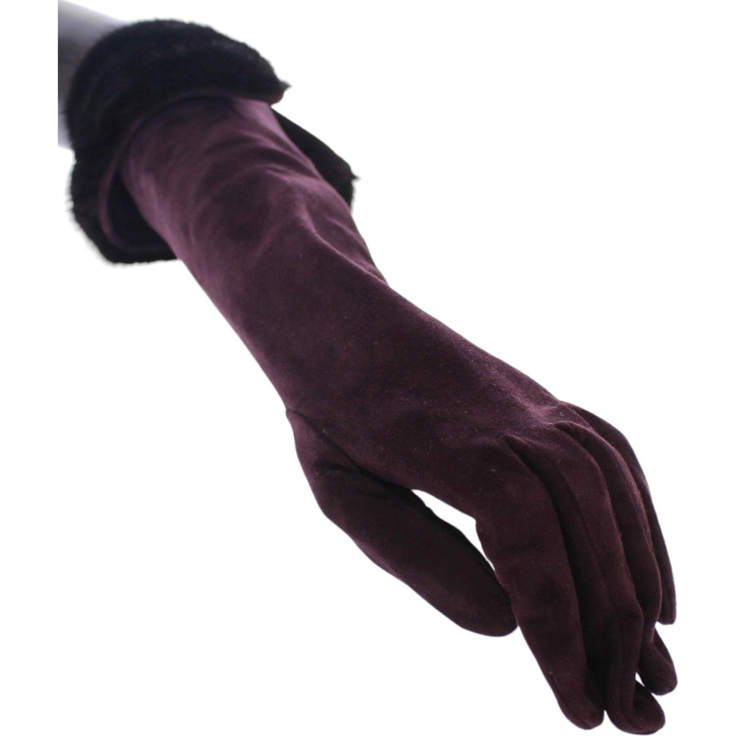 Dolce & Gabbana Elegant Elbow Length Purple Fur Gloves Dolce & Gabbana Dark Slate Gray