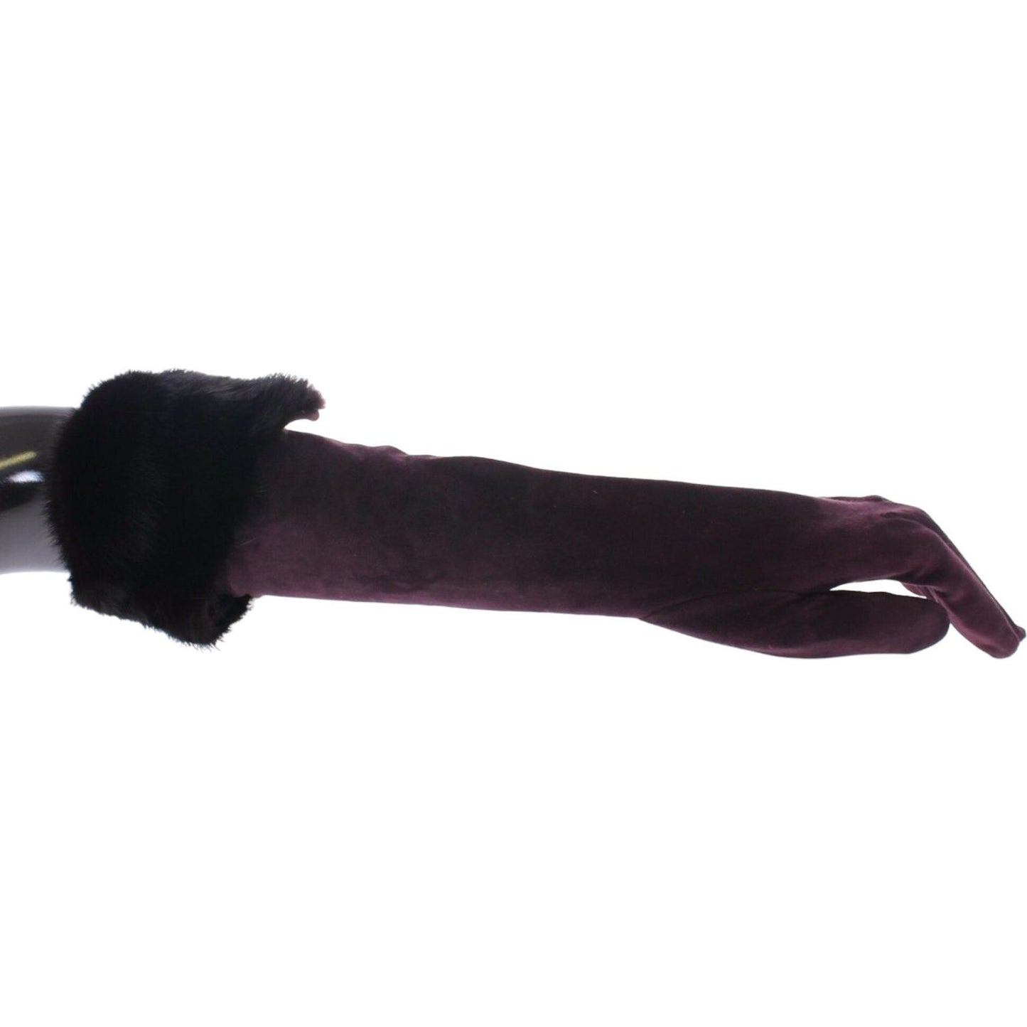 Dolce & Gabbana Elegant Elbow Length Purple Fur Gloves Dolce & Gabbana Dark Slate Gray