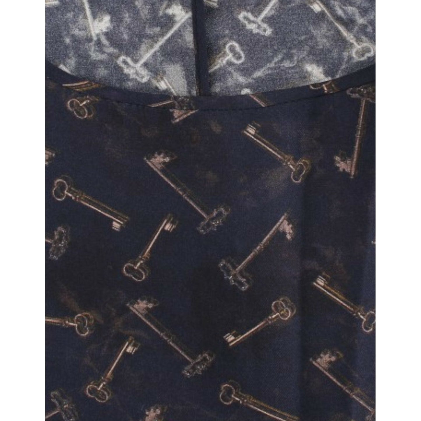 Dolce & Gabbana Enchanted Sicily Silk Blouse with Gold Keys Print Dolce & Gabbana Dark Slate Gray