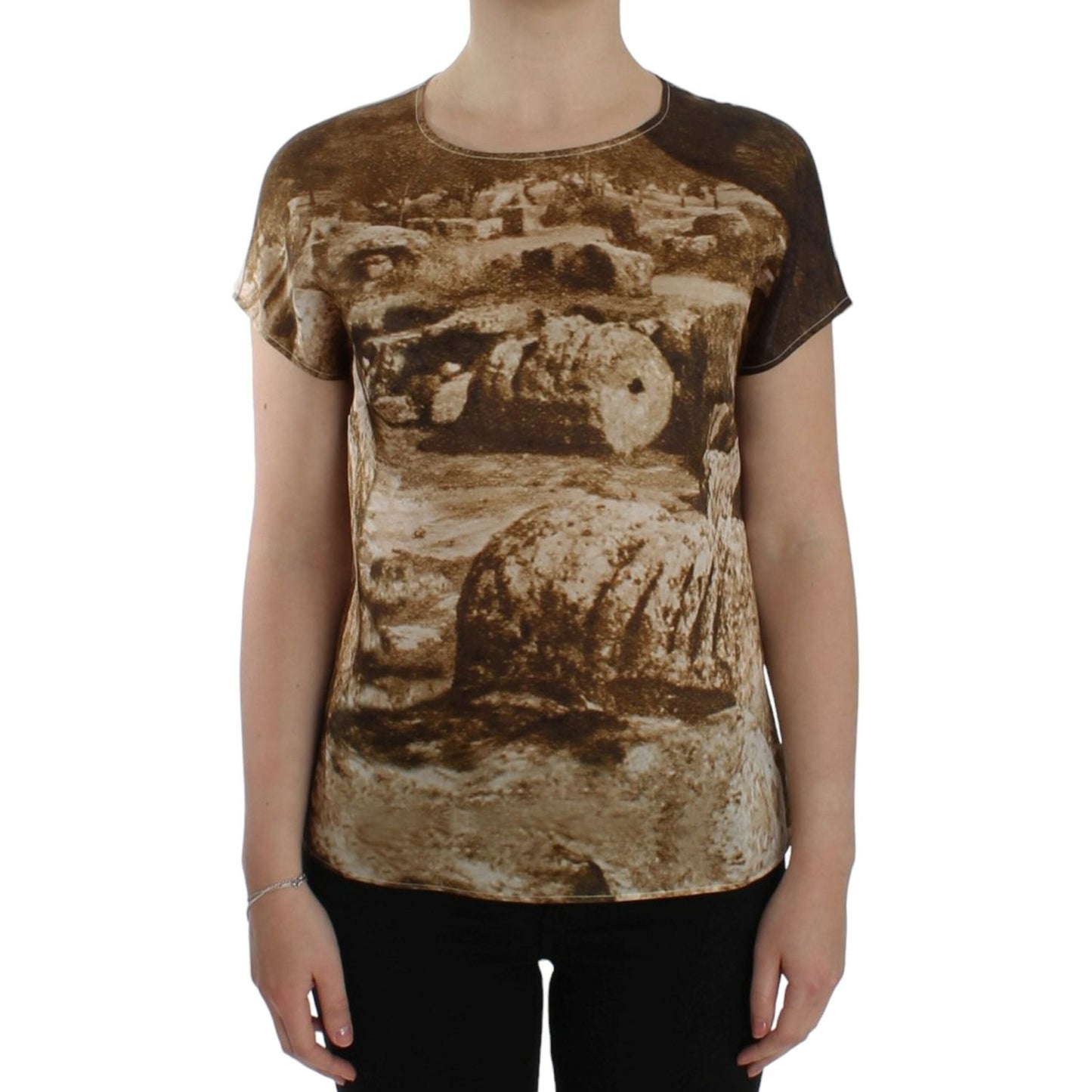 Dolce & Gabbana Enchanted Sicily Taormina Print Silk Blouse Dolce & Gabbana Dim Gray