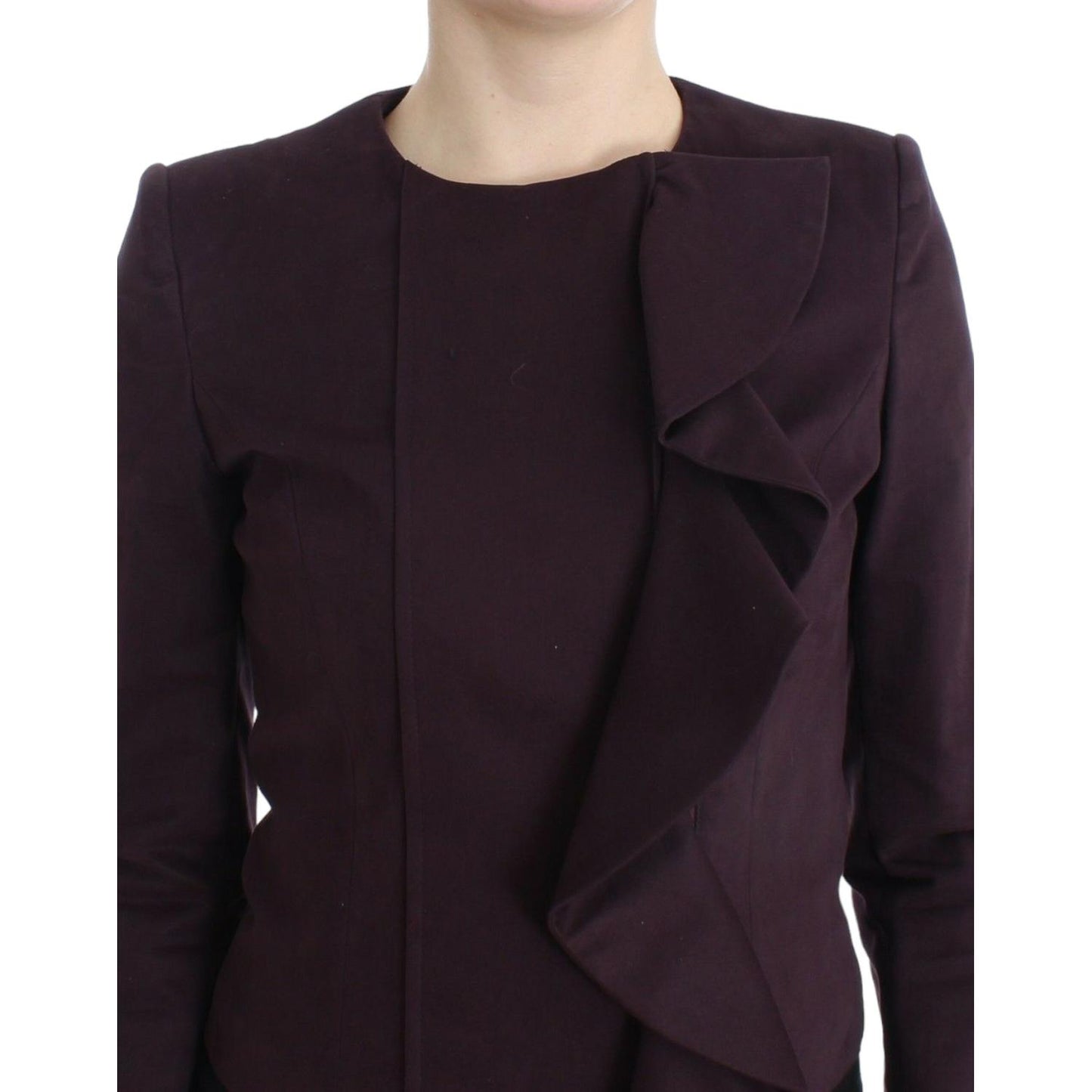 GF Ferre Elegant Purple Cotton Blend Blazer Coats & Jackets GF Ferre Black