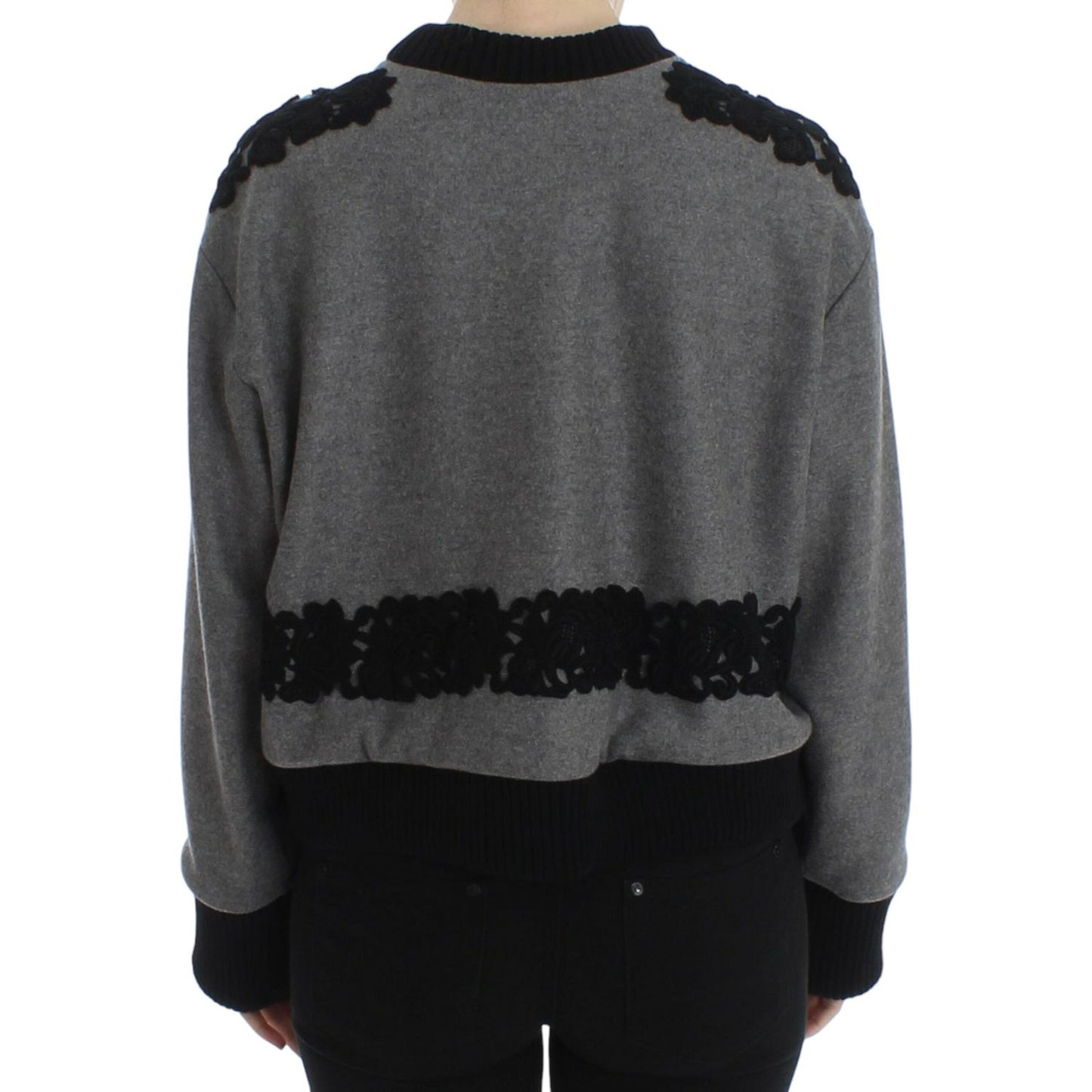 Dolce & Gabbana Elegant Gray Cashmere Blend Lace Sweater Dolce & Gabbana Dark Slate Gray