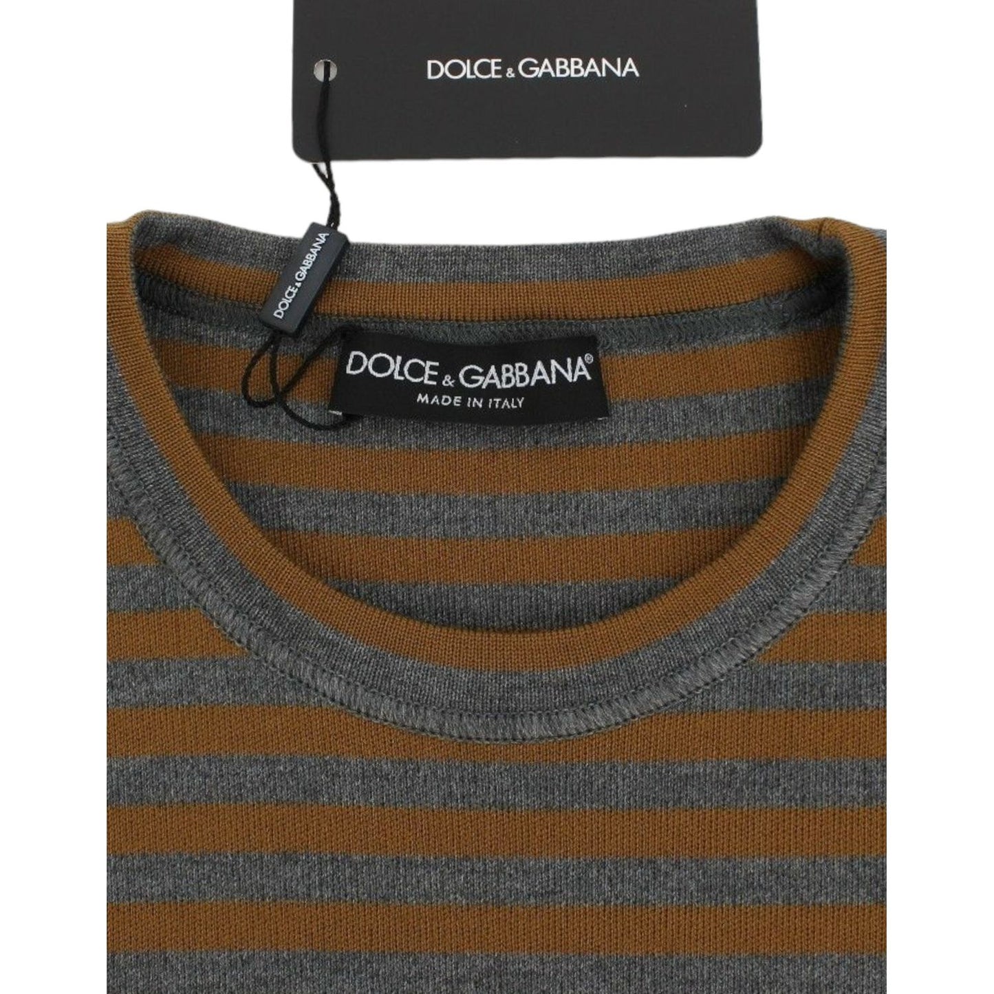 Dolce & Gabbana Yellow & Gray Striped Oversized Sweater Dolce & Gabbana Dark Slate Gray