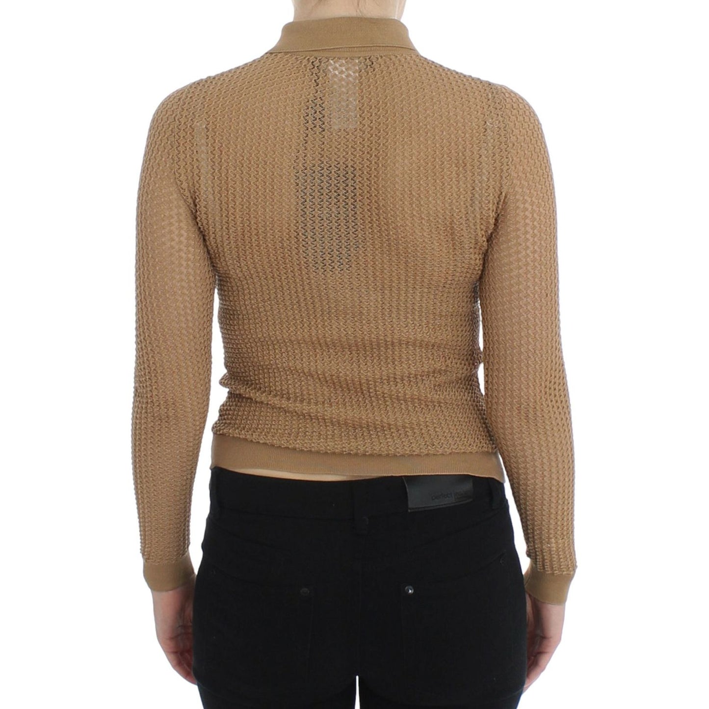 Dolce & Gabbana Beige Knitted Cotton Polo Cardigan Sweater Dolce & Gabbana Dim Gray