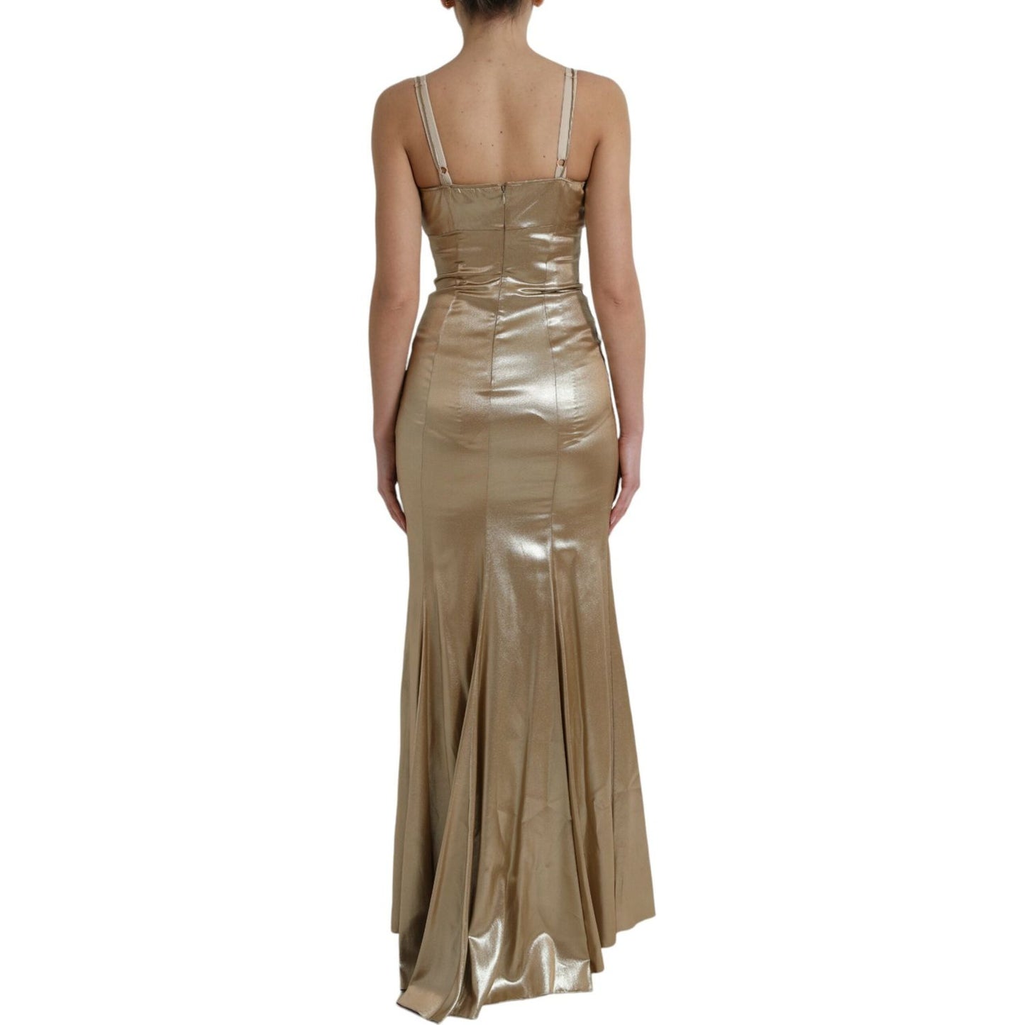 Dolce & Gabbana Elegant Metallic Gold Sheath Dress with Crystals Dolce & Gabbana Dim Gray