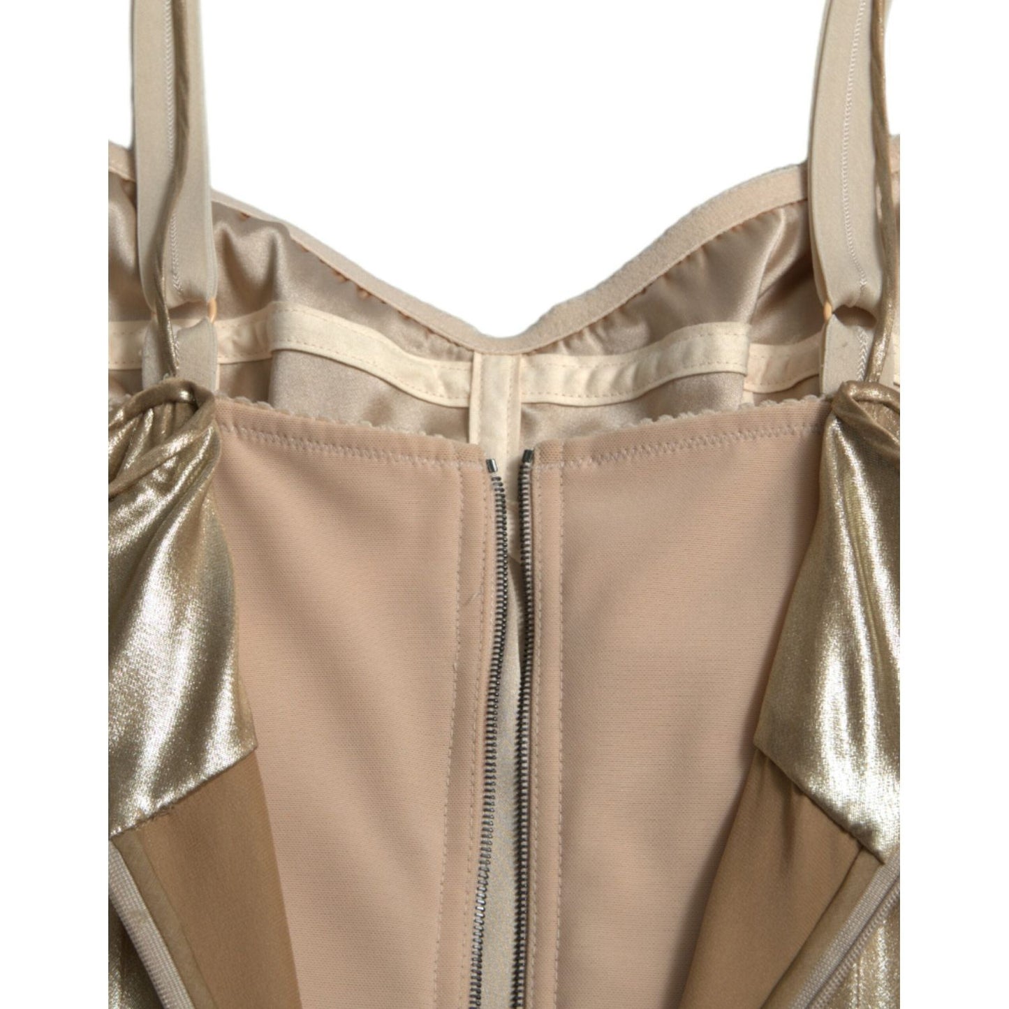 Dolce & Gabbana Elegant Metallic Gold Sheath Dress with Crystals Dolce & Gabbana Rosy Brown