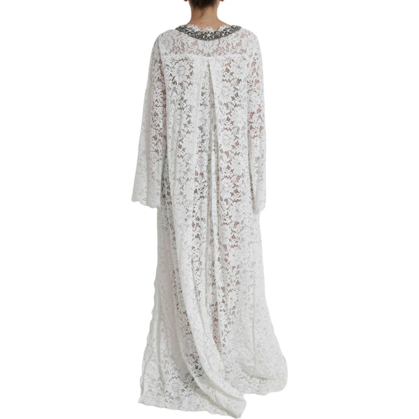 Dolce & Gabbana Elegant White Shift Dress with Crystal Embellishment Dolce & Gabbana Gray