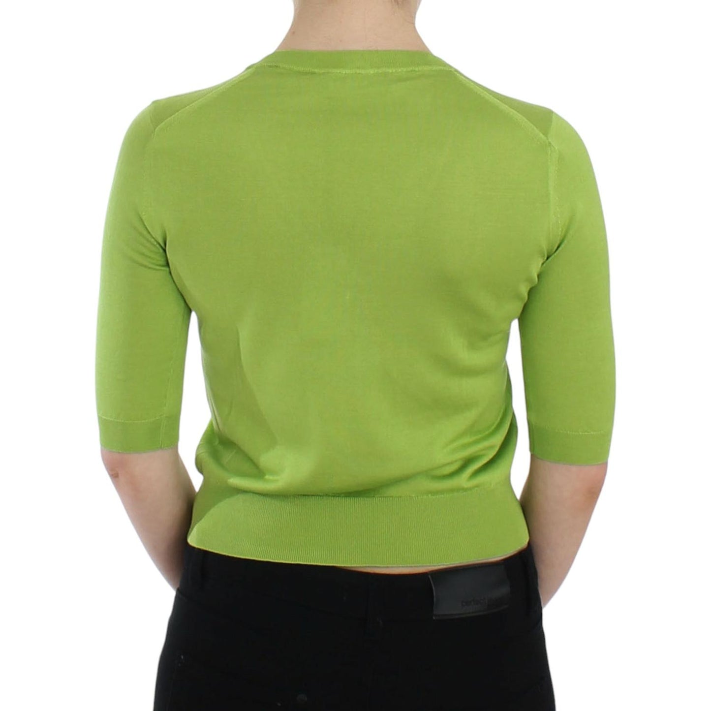 Dolce & Gabbana Emerald Green Wool V-Neck Pullover Dolce & Gabbana Yellow Green