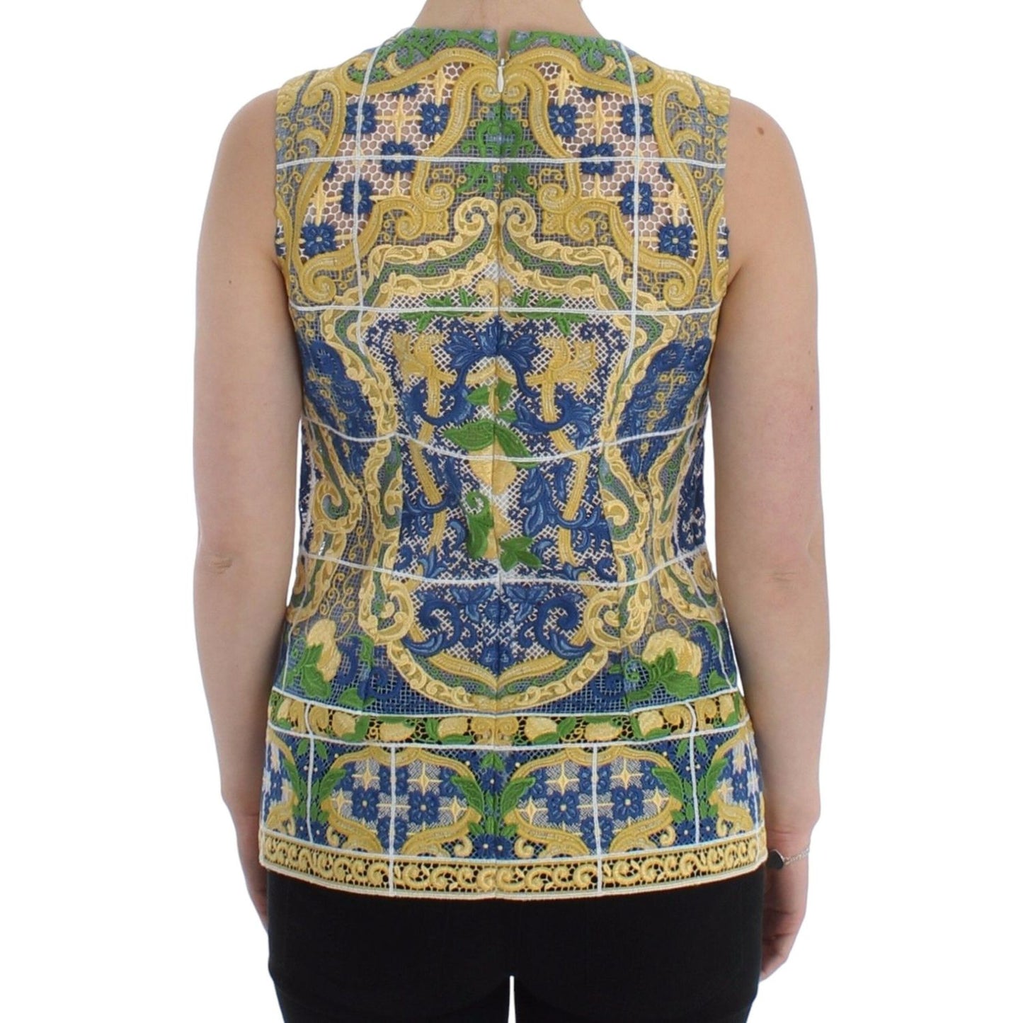 Dolce & Gabbana Majolica Embroidered Sleeveless Elegance Dolce & Gabbana Rosy Brown