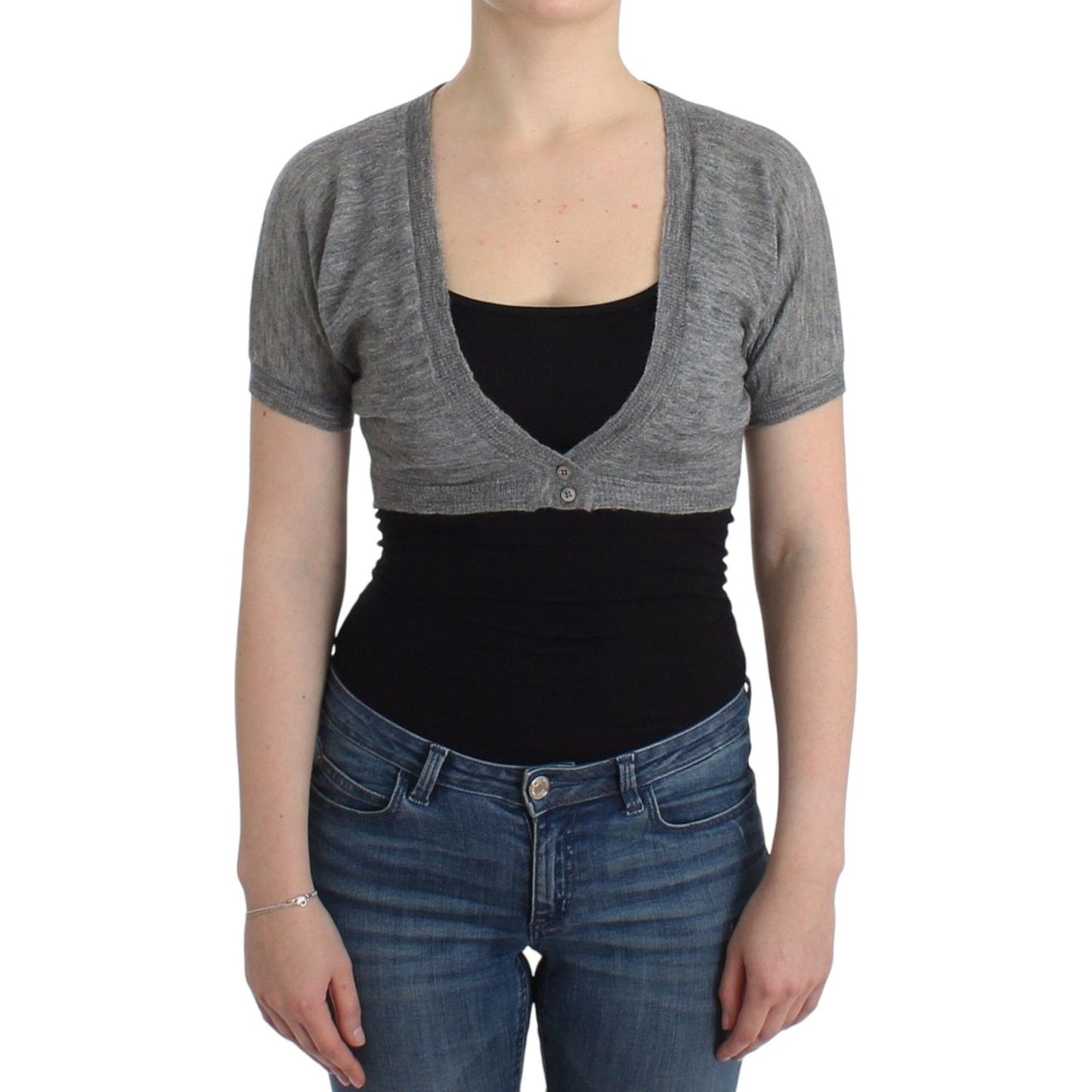 Ermanno Scervino Chic Alpaca Wool Blend Bolero Ermanno Scervino Dark Slate Gray