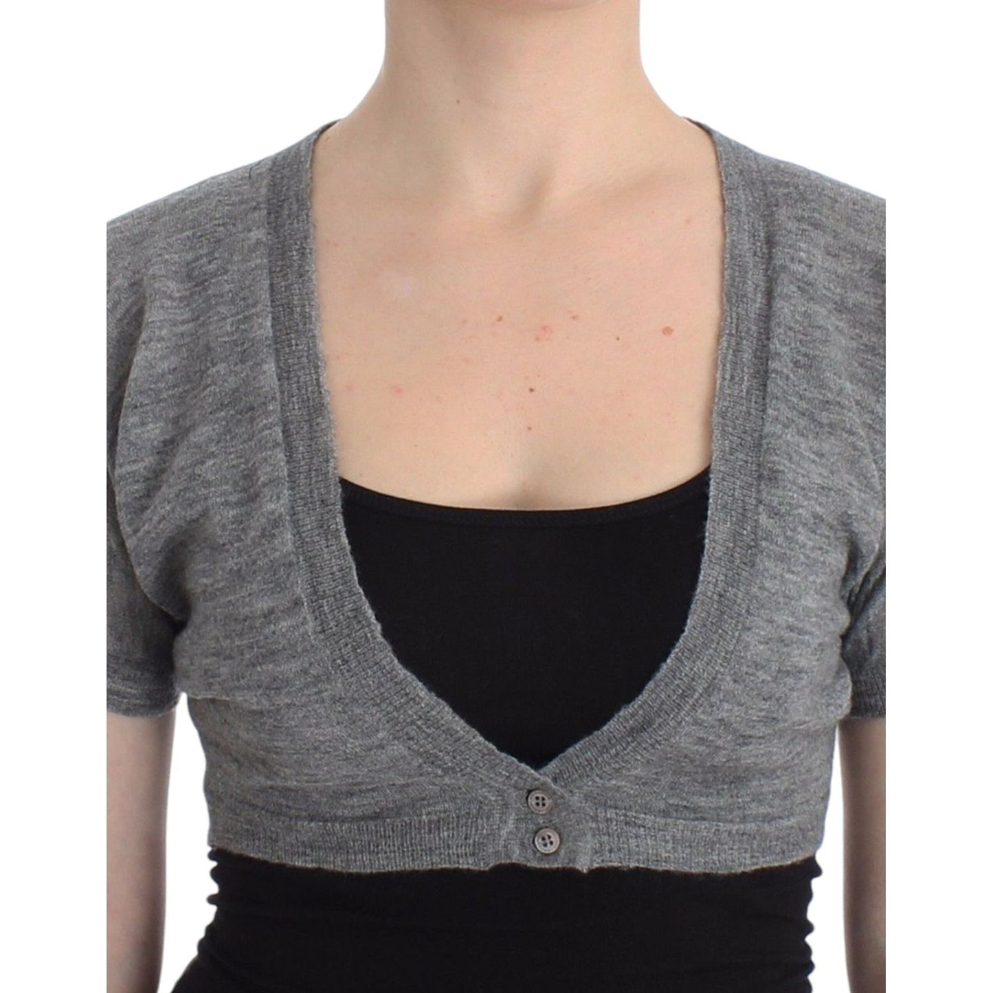 Ermanno Scervino Chic Alpaca Wool Blend Bolero Ermanno Scervino Dark Slate Gray