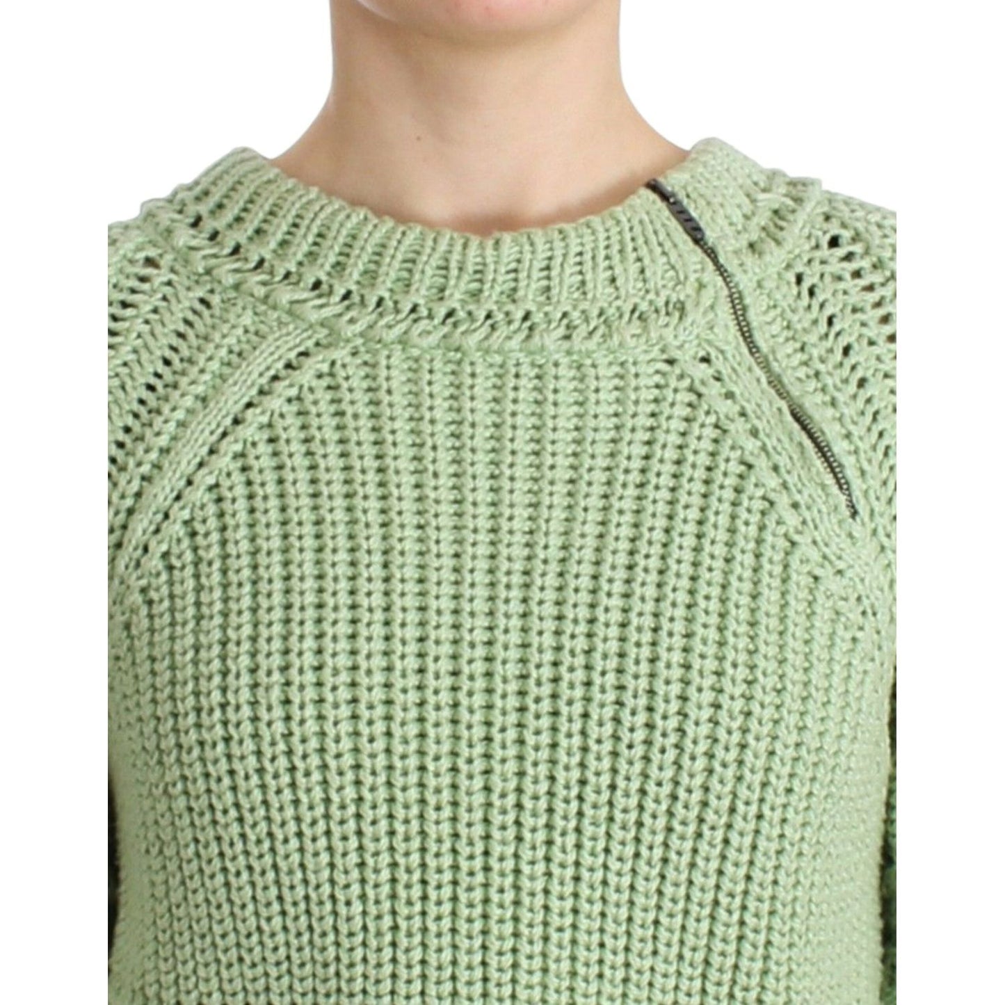 Ermanno Scervino Chic Green Cropped Cotton Sweater Ermanno Scervino Dark Gray