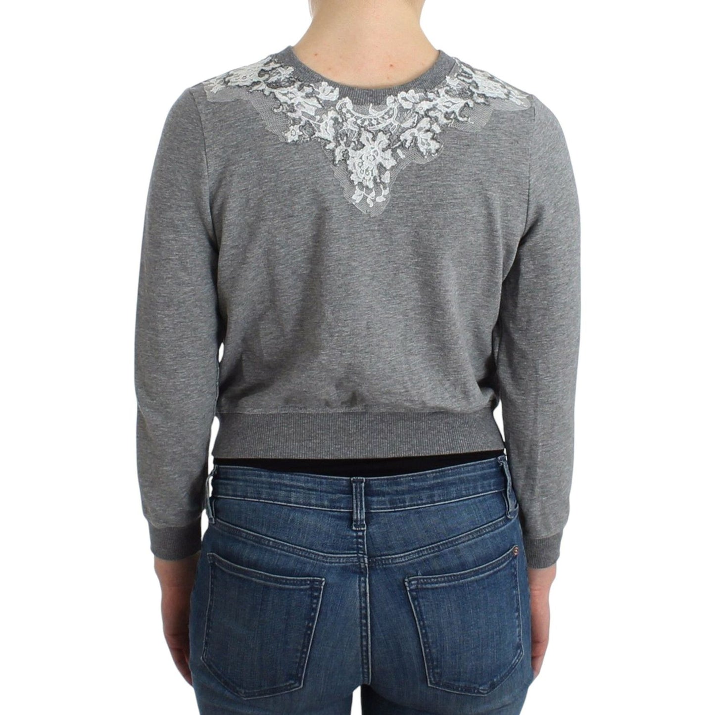 Ermanno Scervino Chic Gray Cotton Blend Short Cardigan Ermanno Scervino Dim Gray