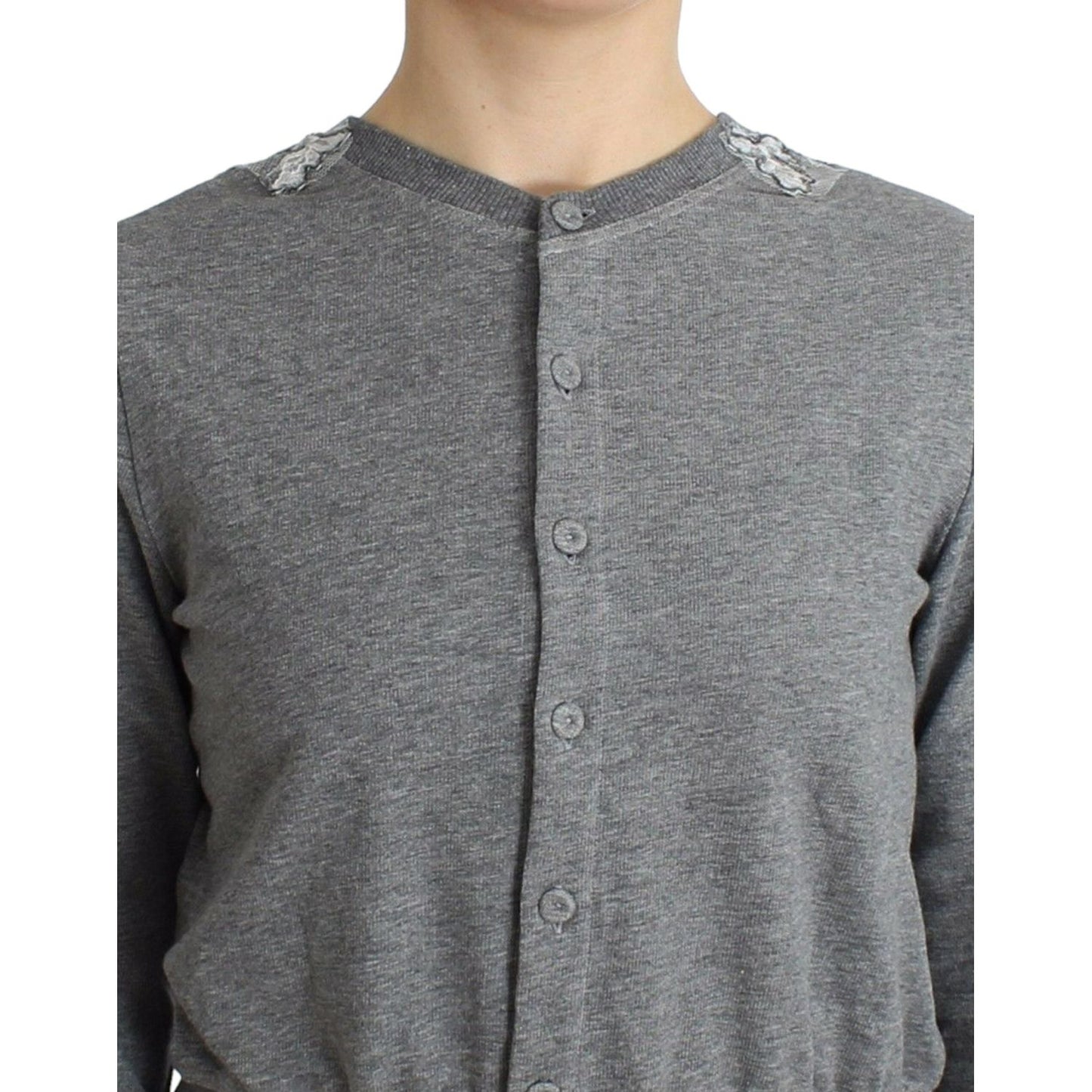 Ermanno Scervino Chic Gray Cotton Blend Short Cardigan Ermanno Scervino Dim Gray