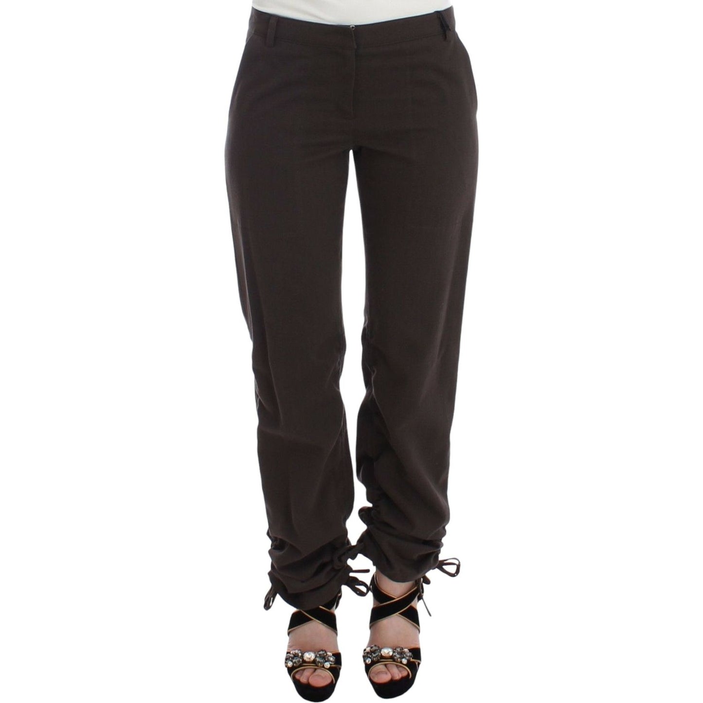 Ermanno Scervino Chic Brown Cotton Dress Pants Ermanno Scervino Dark Slate Gray