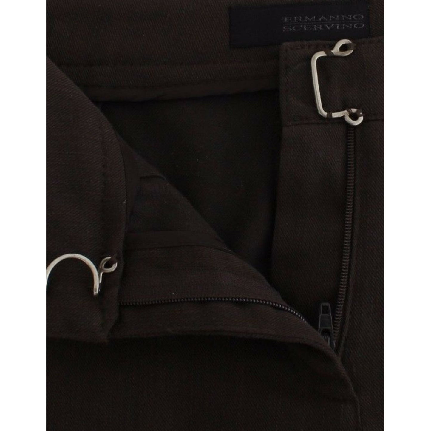 Ermanno Scervino Chic Brown Cotton Dress Pants Ermanno Scervino Black