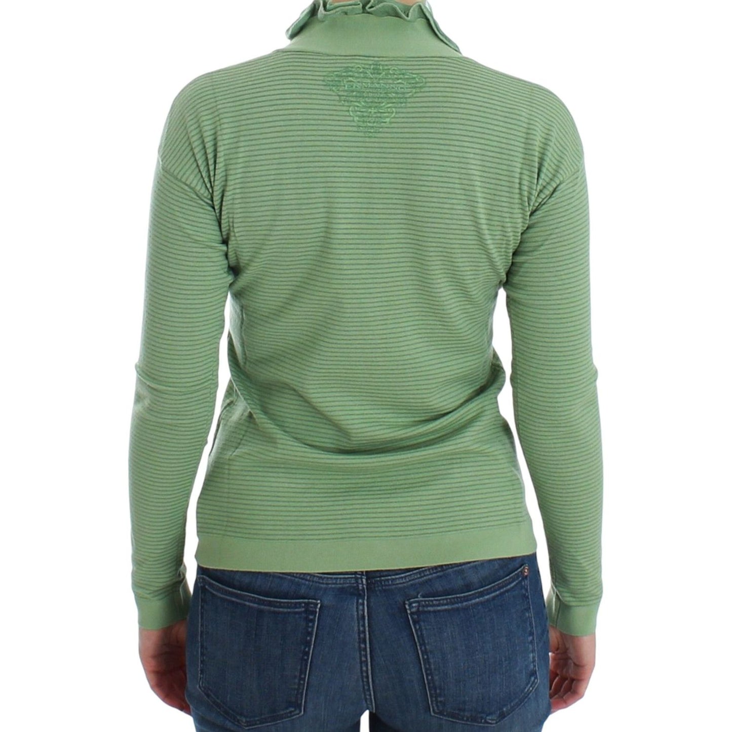 Ermanno Scervino Elegant Green Striped Wool Blend Sweater Ermanno Scervino Slate Gray