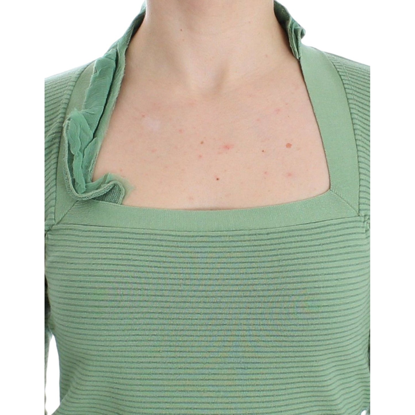 Ermanno Scervino Elegant Green Striped Wool Blend Sweater Ermanno Scervino Dark Sea Green
