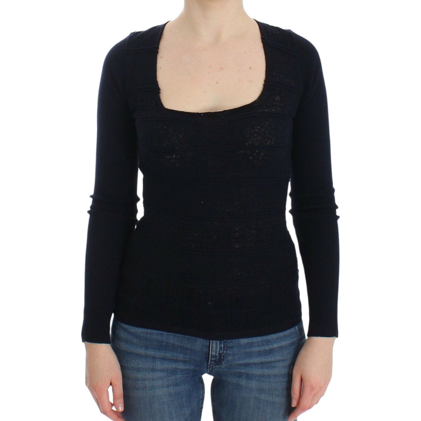 Ermanno Scervino Chic Blue Wool Blend Sweater Ermanno Scervino Tan