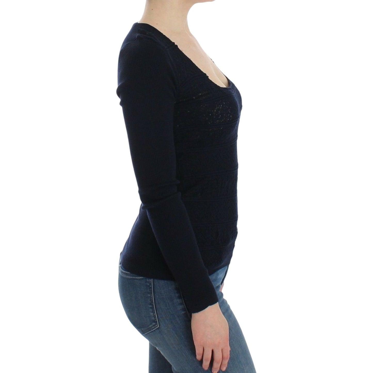 Ermanno Scervino Chic Blue Wool Blend Sweater Ermanno Scervino Dark Slate Gray