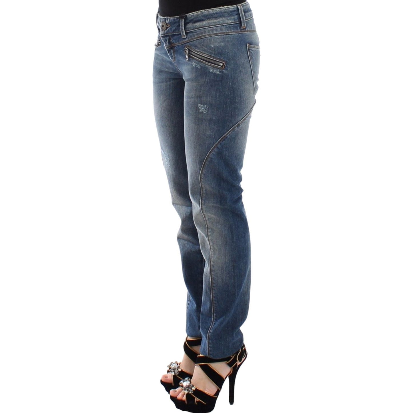 Ermanno Scervino Chic Slim-Fit Blue Denim Jeans Ermanno Scervino Dark Slate Gray