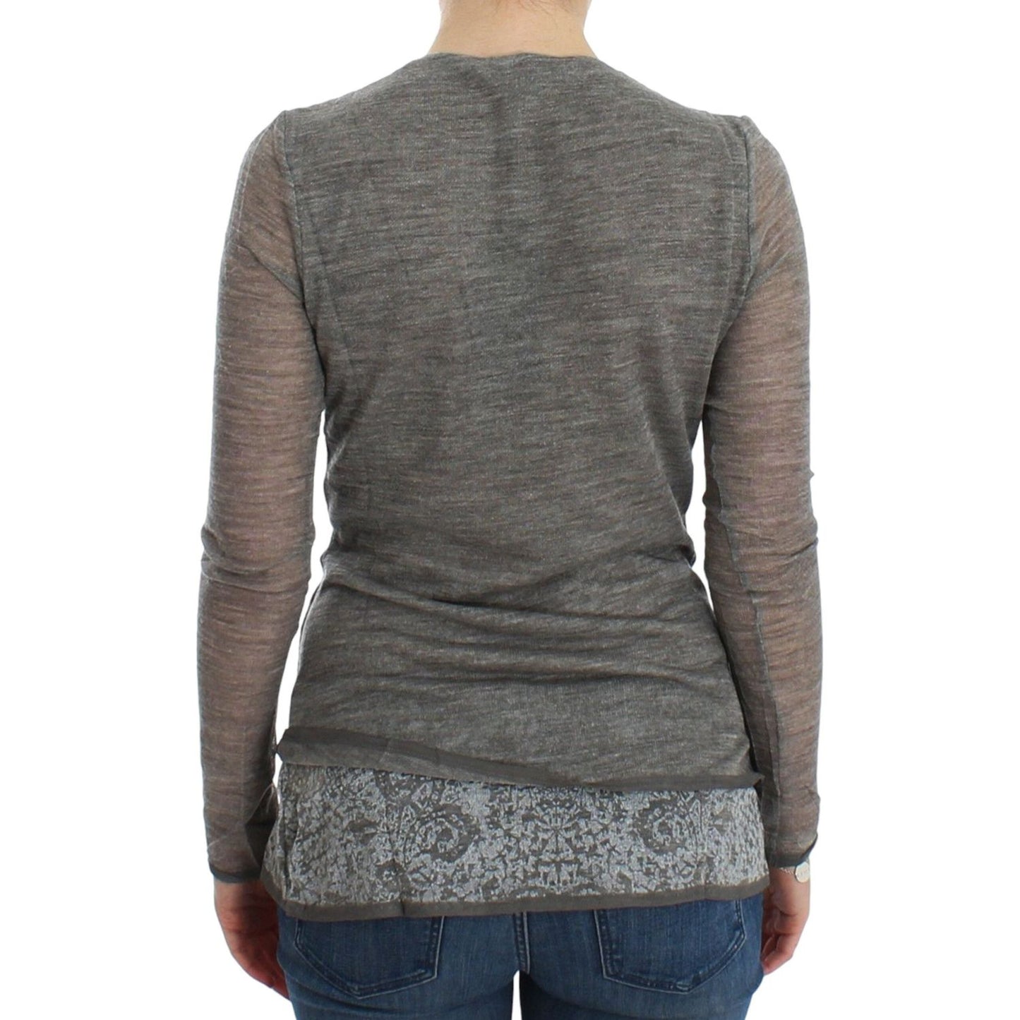 Ermanno Scervino Elegant Gray Wool Blend Deep V-neck Sweater Ermanno Scervino Dim Gray